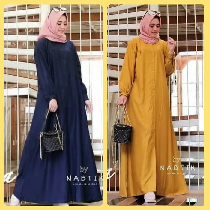 baju gamis muslim wanita terbaru dress blouse busui abaya maxi hitam