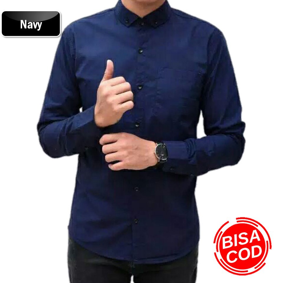 KEMEJA PRIA MENS POLOSAN LENGAN PANJANG COOLMAN PAKIAN PRIA CASUAL PAKAIAN DINAS PNS KERJA SIZE MLXL