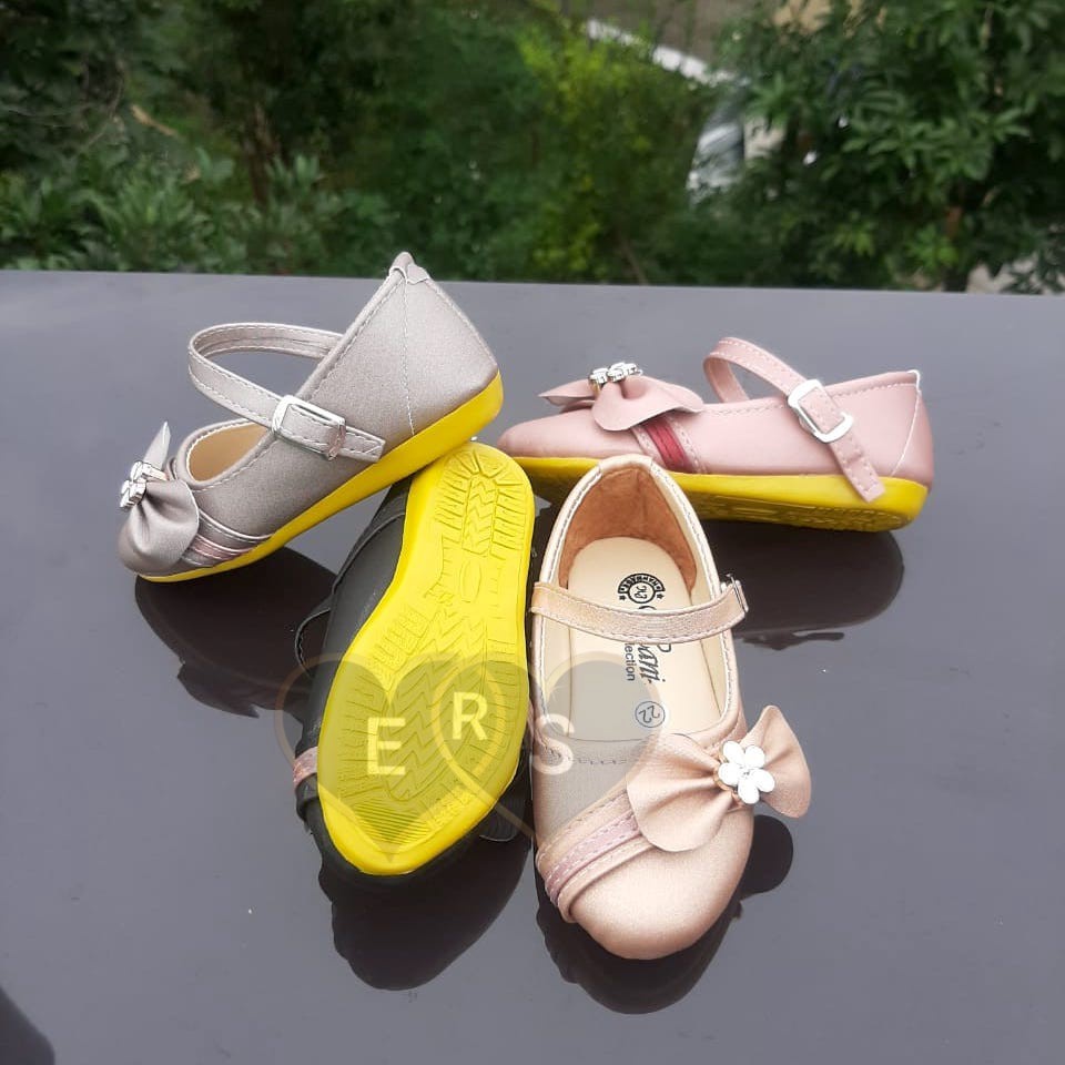 TOKOERS SBA01 26-30 Sepatu Balet, Flatshoes Anak Perempuan Umur 4 5 6 tahun - Motif Pita Marun