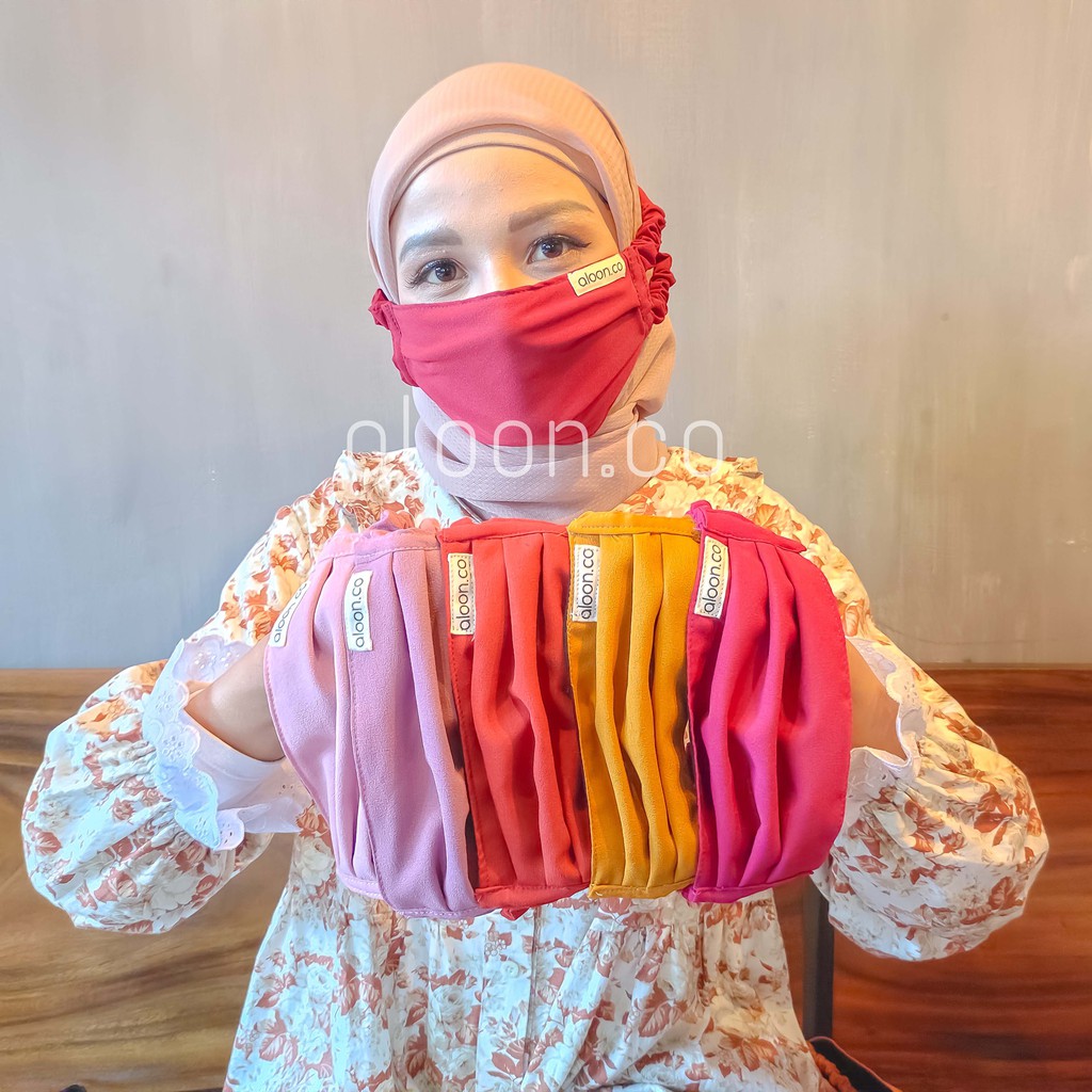 Masker Kain Tali Serut Hijab ORI 2 Ply Diamond - Masker Mulut Berbahan Adem dan Halus