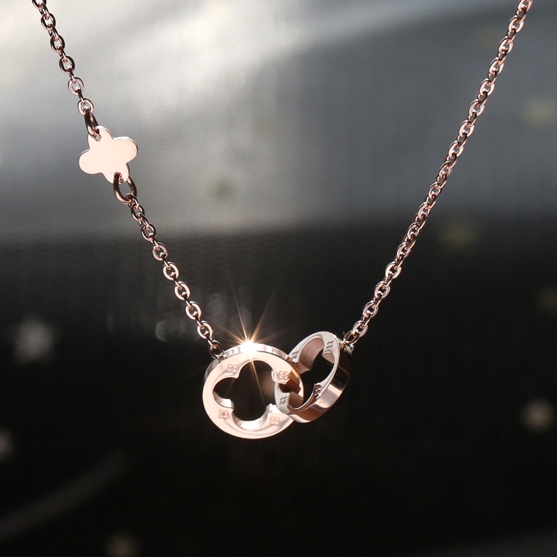 Kalung Titanium Lv Premium Korea Vintage Style Fashion