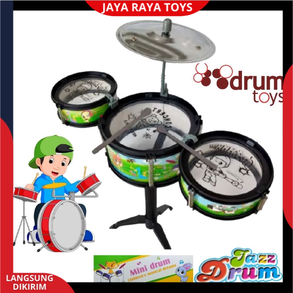 Mainan Edukasi Alat Music Anak Drum / Dram Mini Jazz set | Dram Kecil Set | Gendang Mainan Anak new