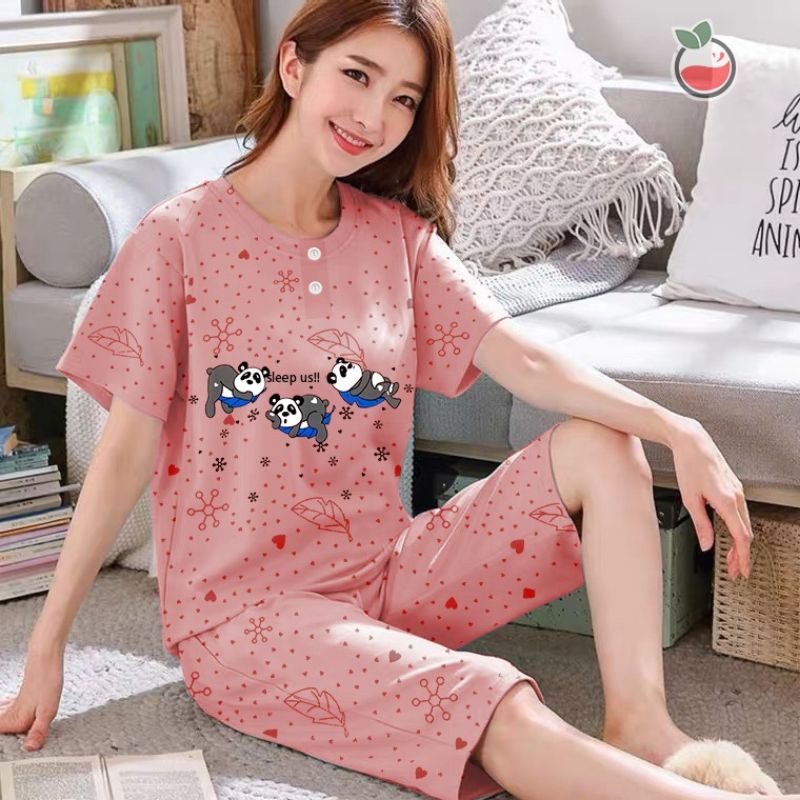SUNCHERY COD BAJU TIDUR 3/4 ALL SIZE/BABYDOLL KEKINIAN MURAH/SLEEPWEAR WANITA-PANDA SALEM