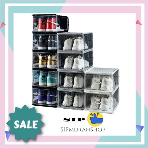 Kotak Tempat Penyimpanan Sepatu Transparan Premium Tebal Besar Sneaker Storage Plastik Murah / High Top Sneakers, Basketball Shoes, High Heels dll