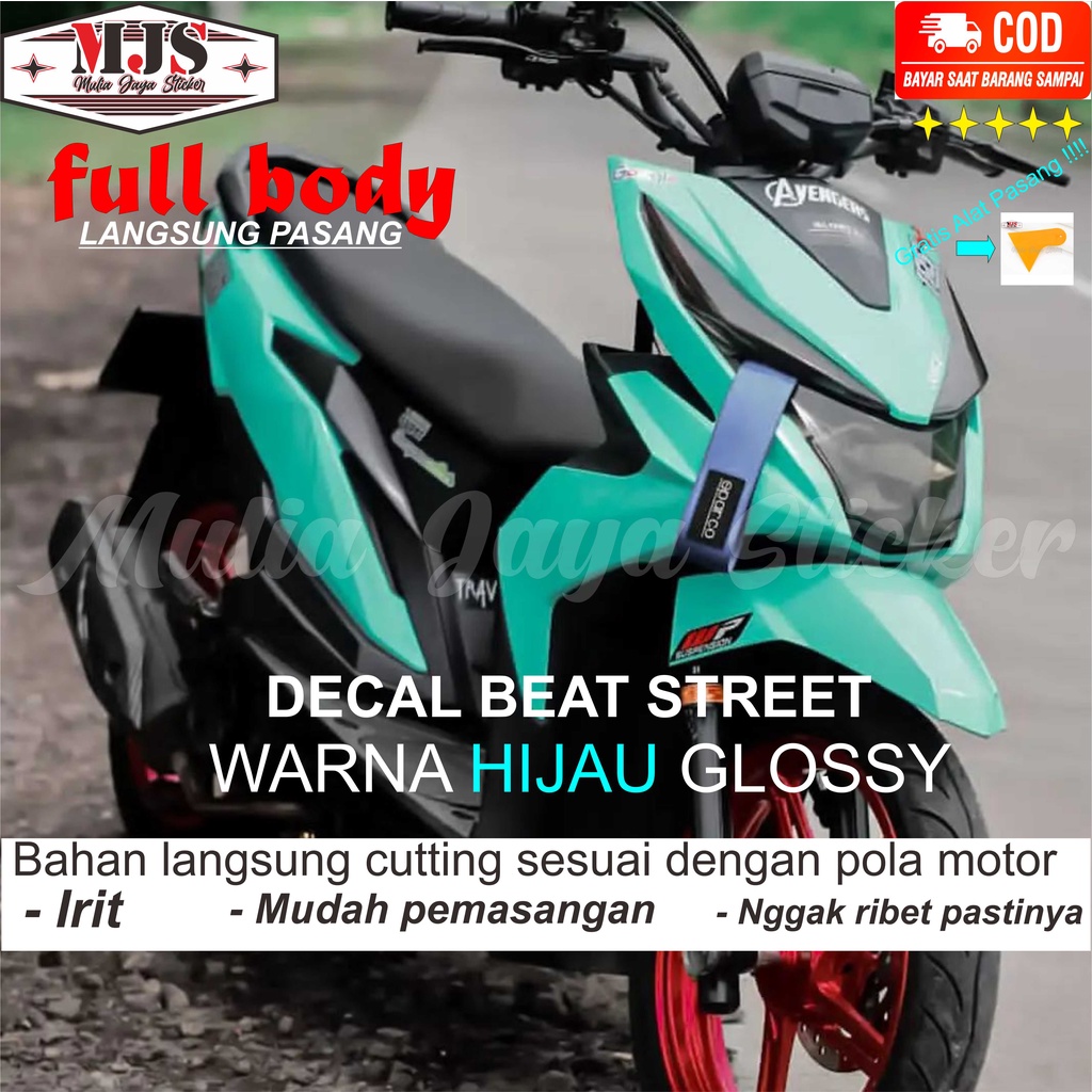 DECAL STIKER POLOS BEAT FUL BODY SKOTLET DOFF/GLOSSY CUTTING SESUAI POLA MOTOR AGAN