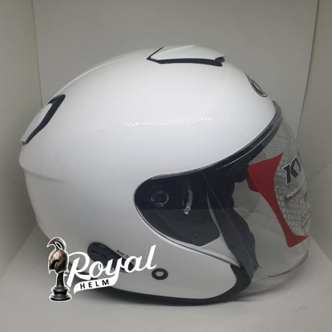 helm half face helm kyt kyoto solid white   putih size m