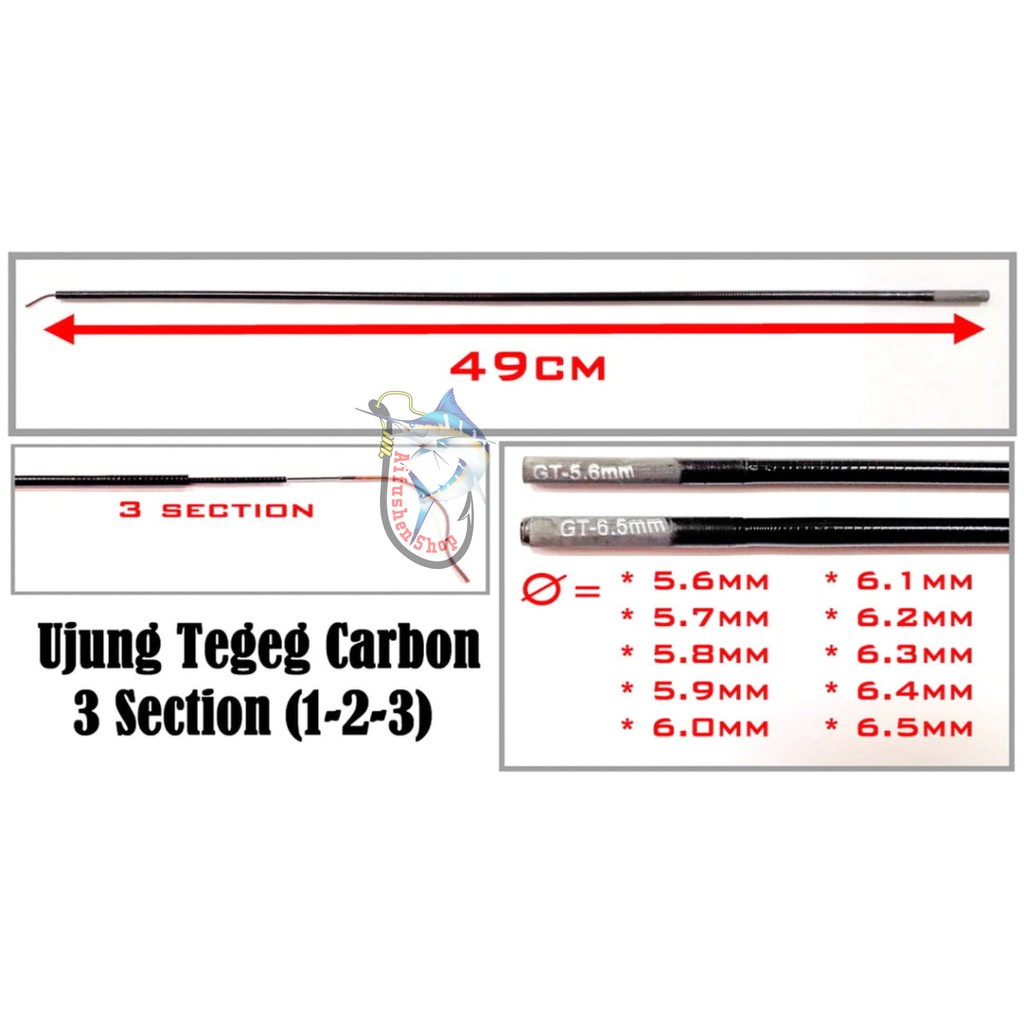 UJUNG TEGEK CARBON 3 SECTION