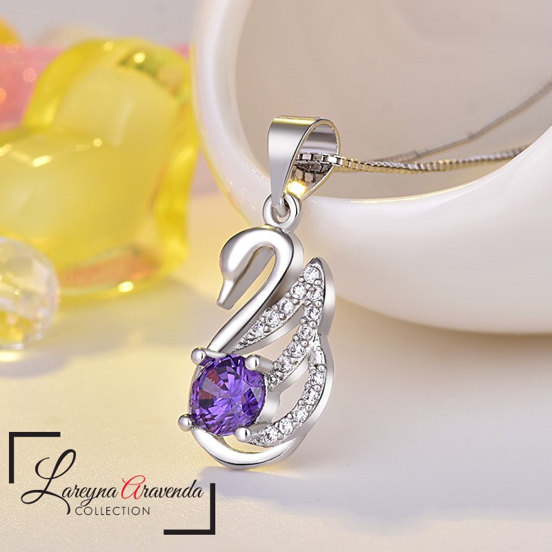 Kalung Titanium Wanita Liontin Swan Kristal Crystal Swarovski KL048