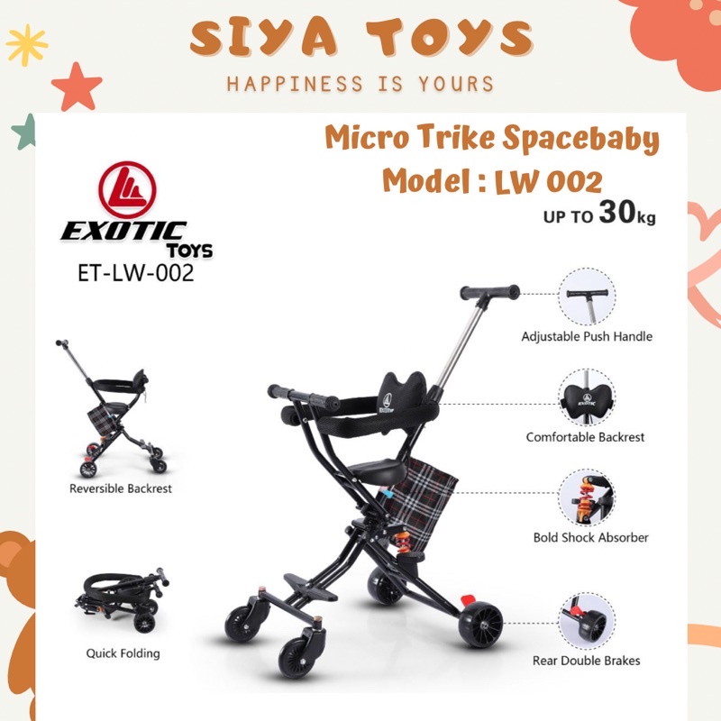 SIYA ✨ FREE BUBBLEWRAP STROLLER BABY LW 002 RODA EMPAT DORONGAN ANAK SANDARAN EMPUK MICRO TRIKE EXOTIC PACIFIC LW002