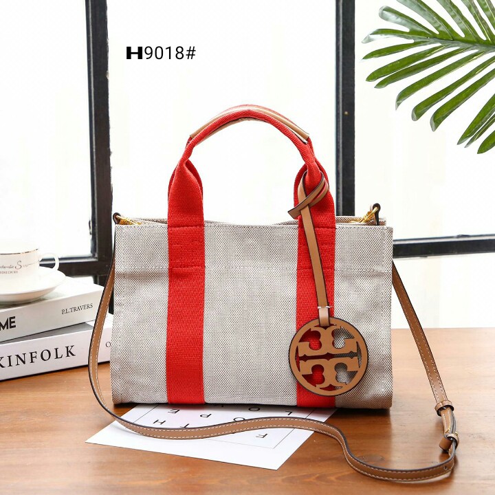 [KANVAS TEBAL KOMBI KULIT ) Tory Burch Miller Mini Tote Bag  Kode H9018# Bahan kanvas tebal