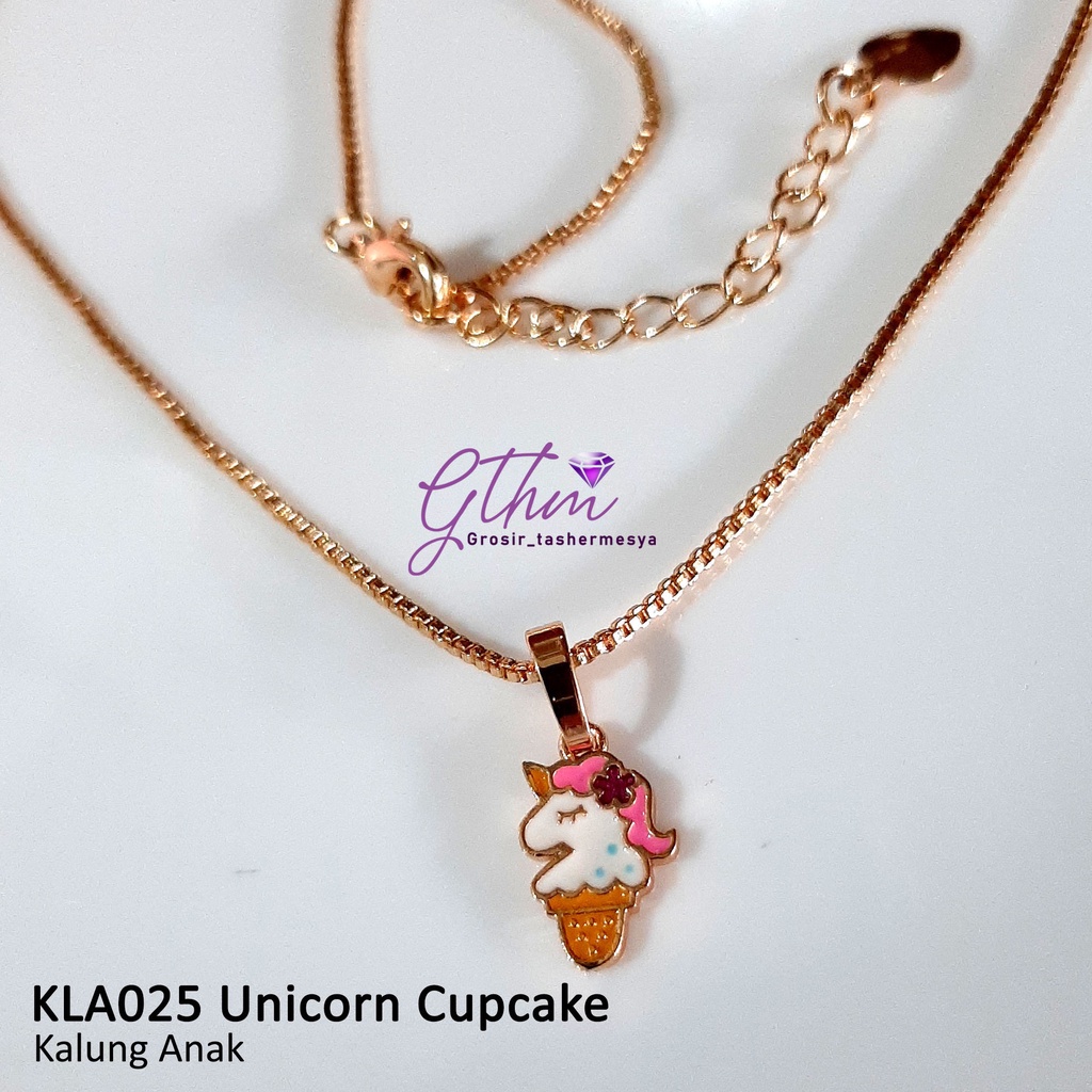 kalung anak unicorn kuda poni KLA020PINK keren kiyut lapis emas 18k titanium xuping awet