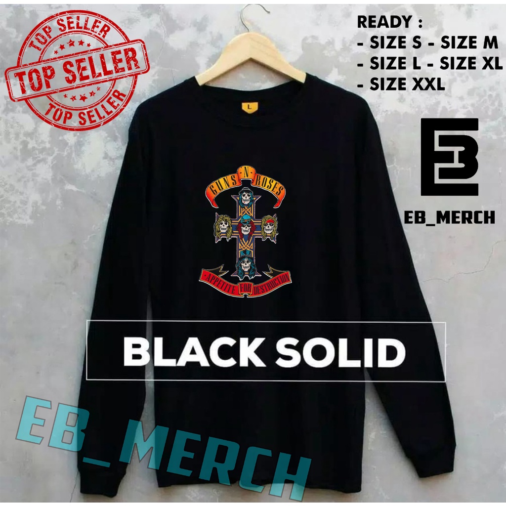 Import Quality MURAH BAJU KAOS LENGAN PANJANG  GUNS N' ROSES  BAND  keren EB_MERCH