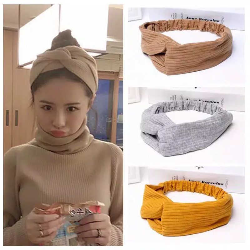 Headband polos salur bando polos salur bandana simpul ala korea bandana rajut korea 100% ASLI IMPORT