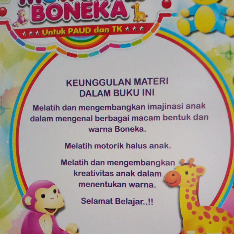 Buku Mewarnai Boneka Untuk Anak Pau/Tk