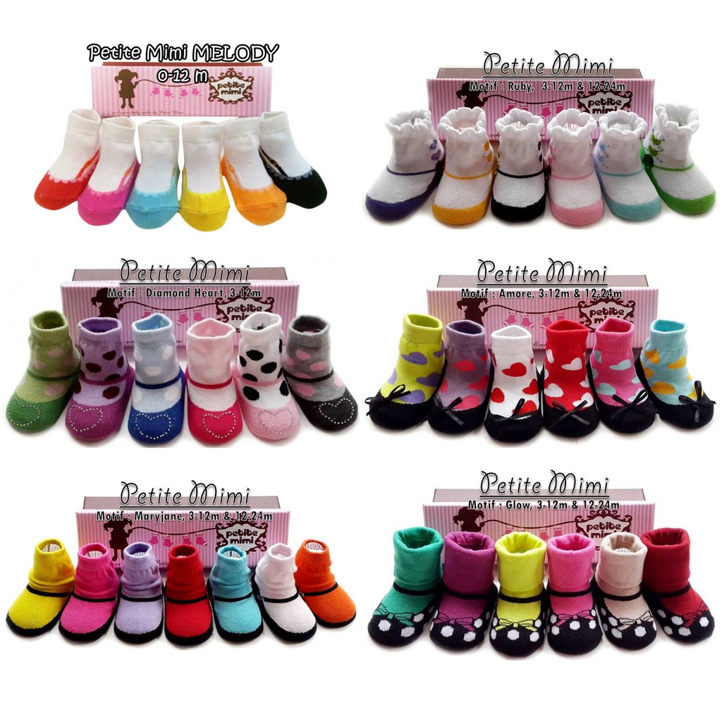 PETITE MIMI SATU BOX ISI 6 / KAOS KAKI BAYI / KAOS KAKI ANAK