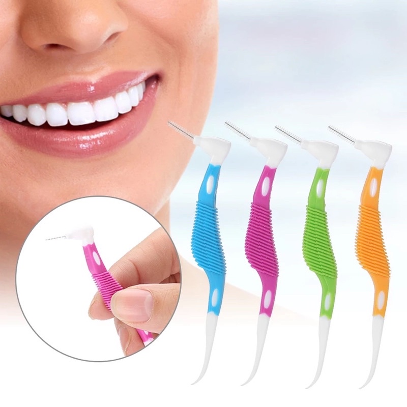 1 Box Mix 4 Size Interdental Brush 2in1 Sikat Gigi Ortho Behel Kawat