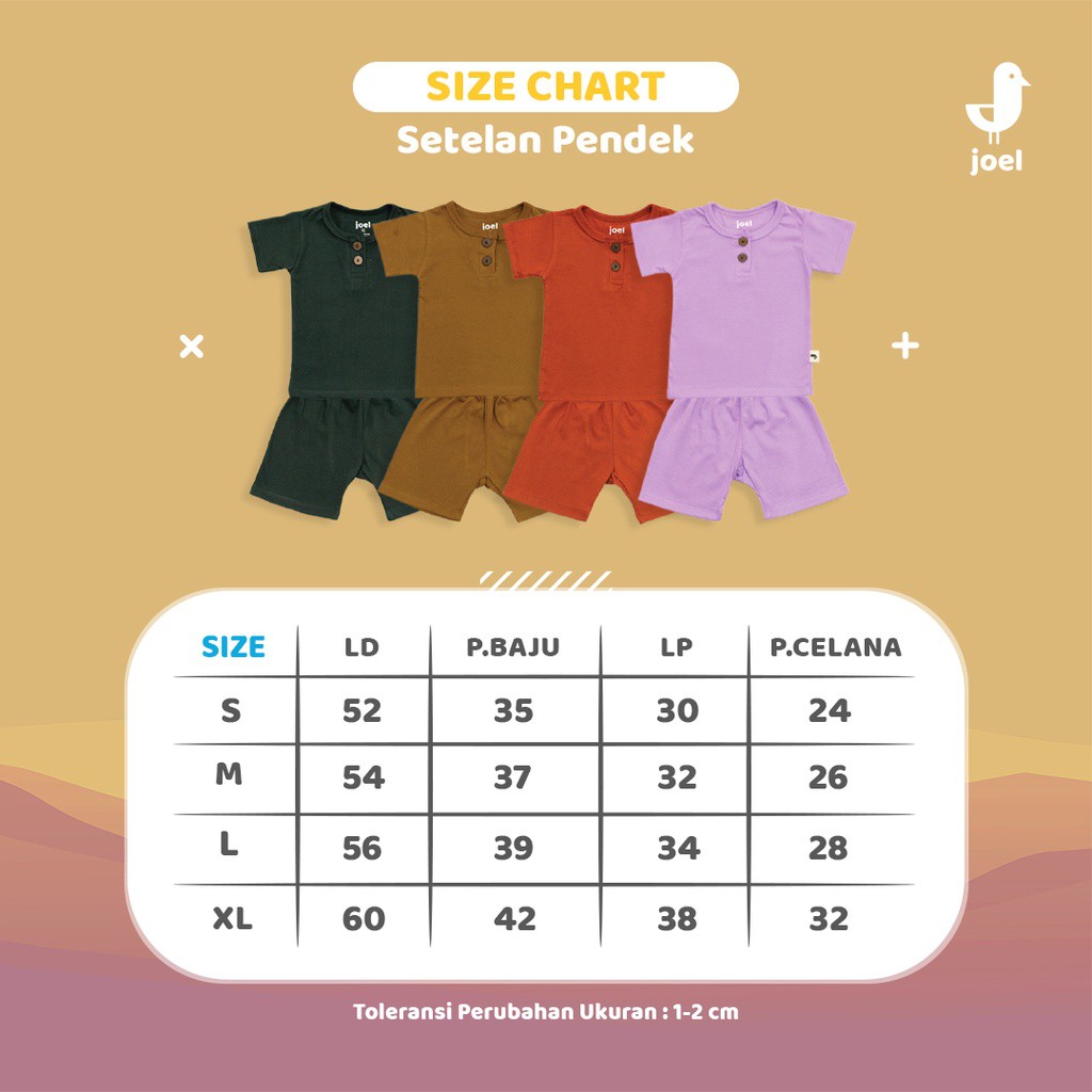 Joel Semesta Series - Setelan Baju Bayi Pendek Newborn - 2 Tahun