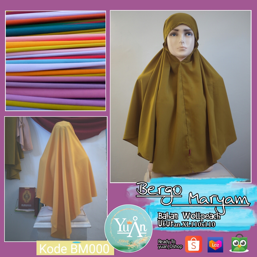Bergo Maryam Wolfis Premium Xl / Bergo Tali / Bergo Instant / Bergo Maryam Murah