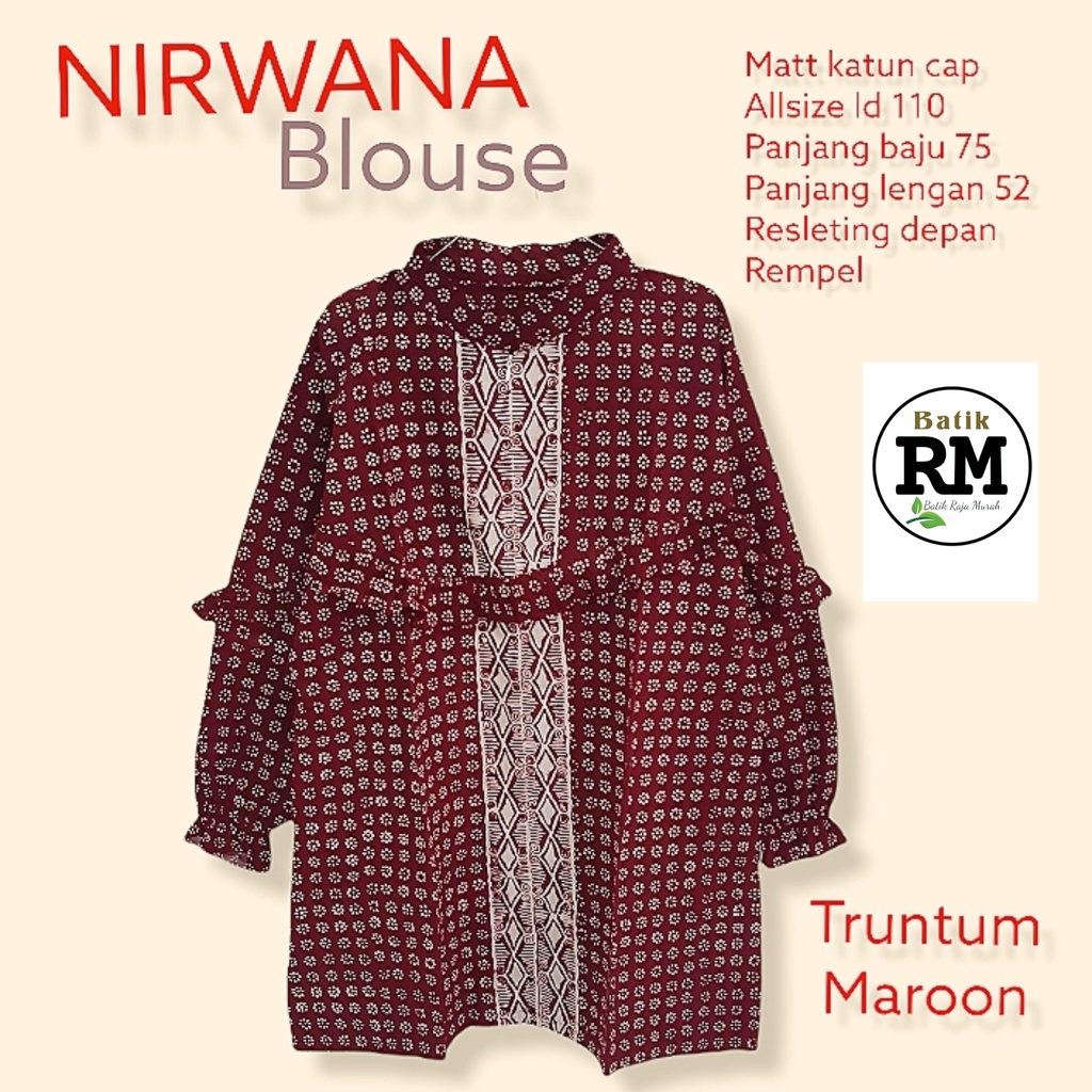 Nirwana  blouse batik solo atasan kerja blus wanita kantor