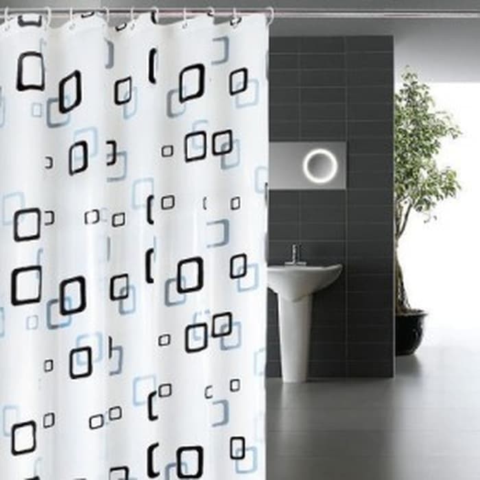 Tirai Kamar Mandi Shower Curtain 180 x 180 cm Bahan PEVA Anti Air