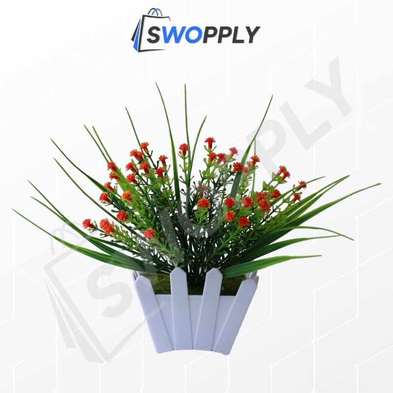 Swopply PT53 Pot Tanaman Hias Bunga Hias Plastik Ornamen Pot Bonsai Artificial Flower Decoration