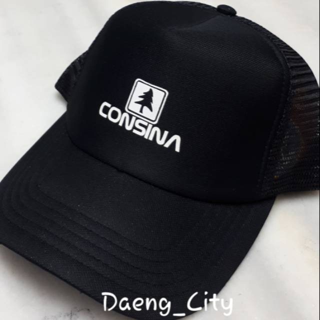 TOPI TRUCKER HITAM CONSINA PREMIUM