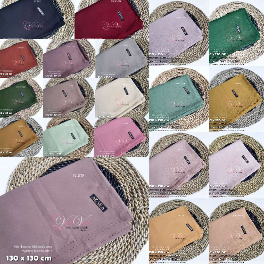 [ 130 x 130 cm] DIAMOND CREPE LASER - JILBAB SEGI EMPAT SYARI JUMBO AZARA-2