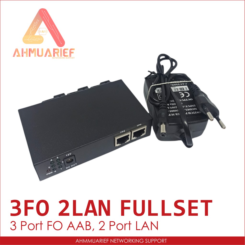 Media Converter Fiber Switch 3 Port FO SC AAB 2 Port LAN RJ45 3SC 2RJ45 3FO 2LAN Fiber Optik CM3F2E