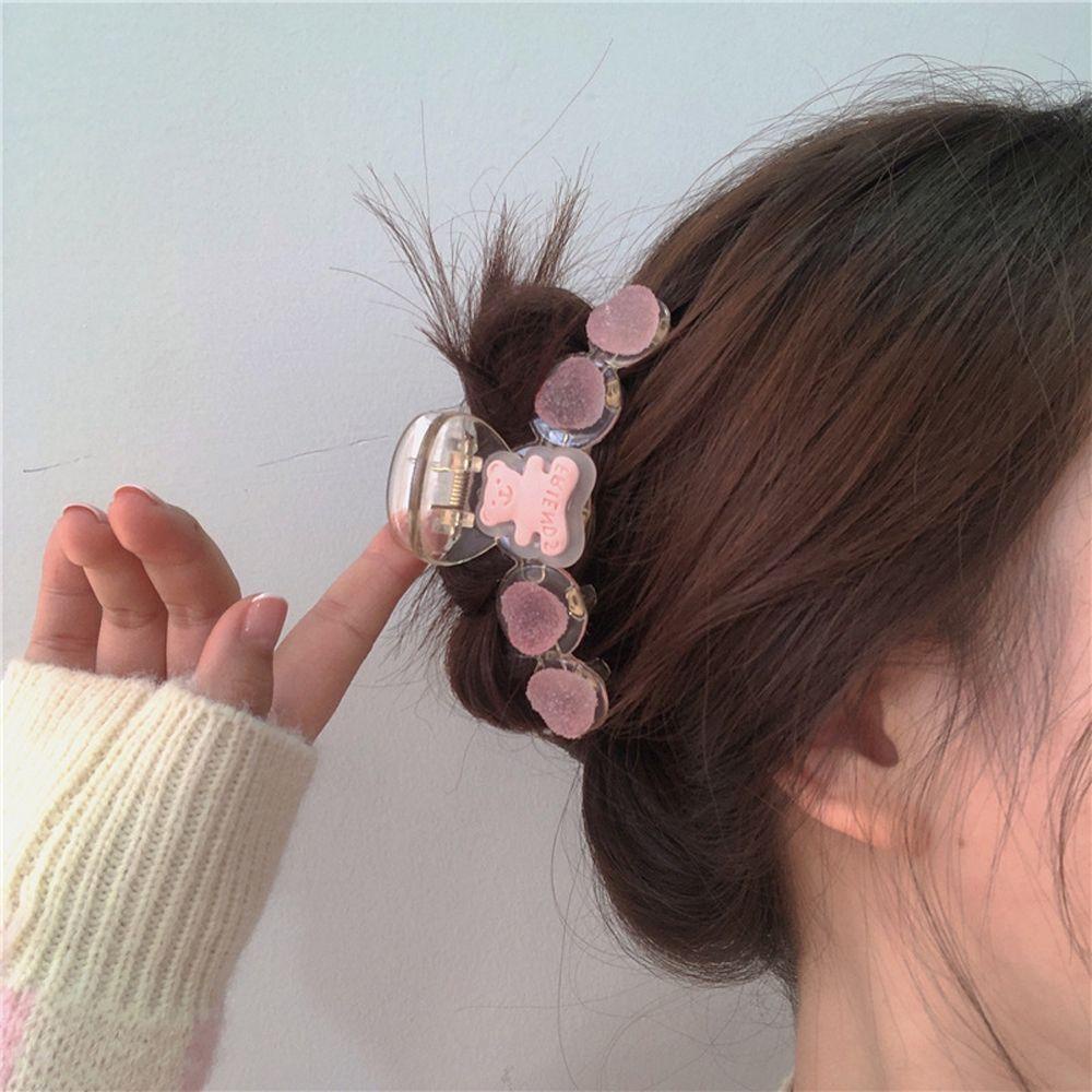 Needway   Wanita Cakar Rambut Lucu Manis Hairgrip Untuk Perempuan Transparan Hiasan Kepala Korea Ponytail Holder