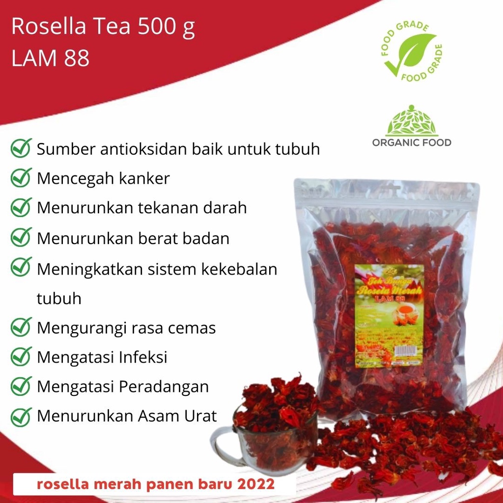 

teh rosella merah kualitas super panen baru 500g