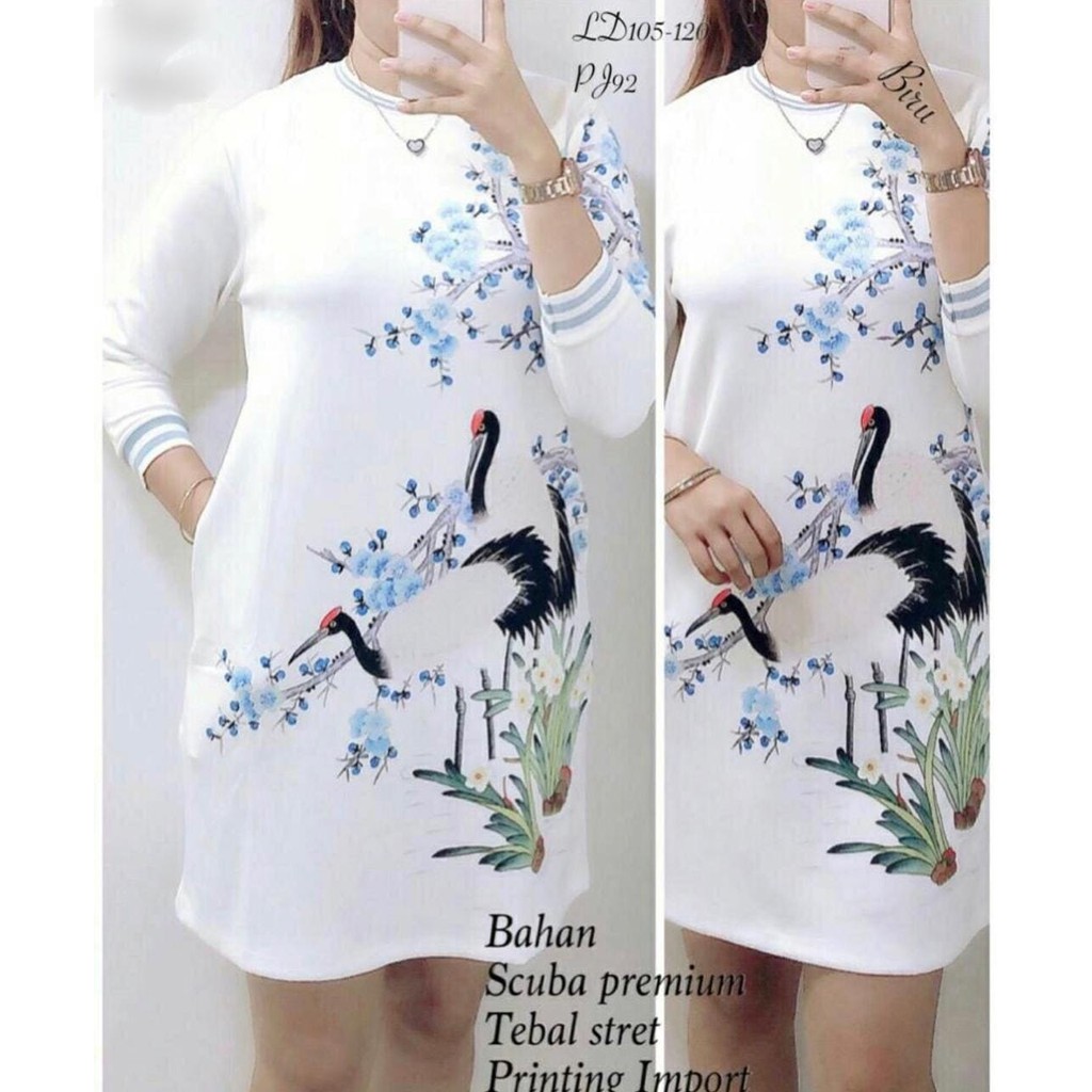 TUNIK FLOWER RIB WANITA / TUNIK JUMBO WANITA / TUNIK MUSLIM WANITA / TUNIK BUNGA SCUBA