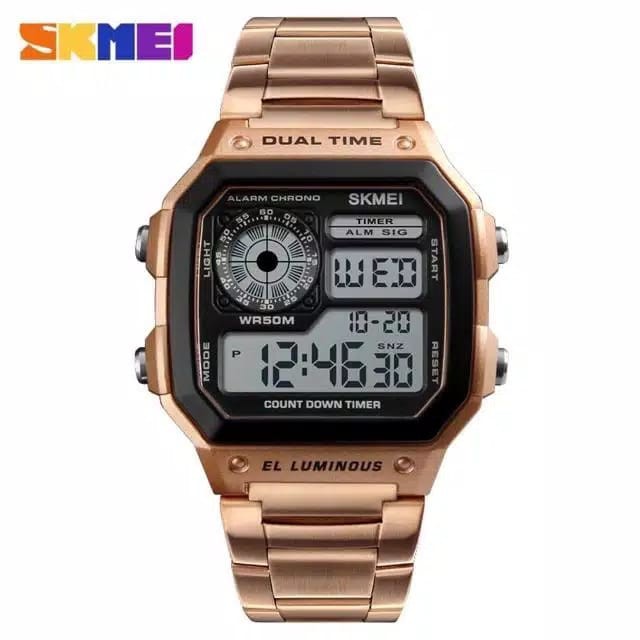 SKMEI 1335 Jam Tangan Pria Wanita Digital Tali Stainless LED Anti Air