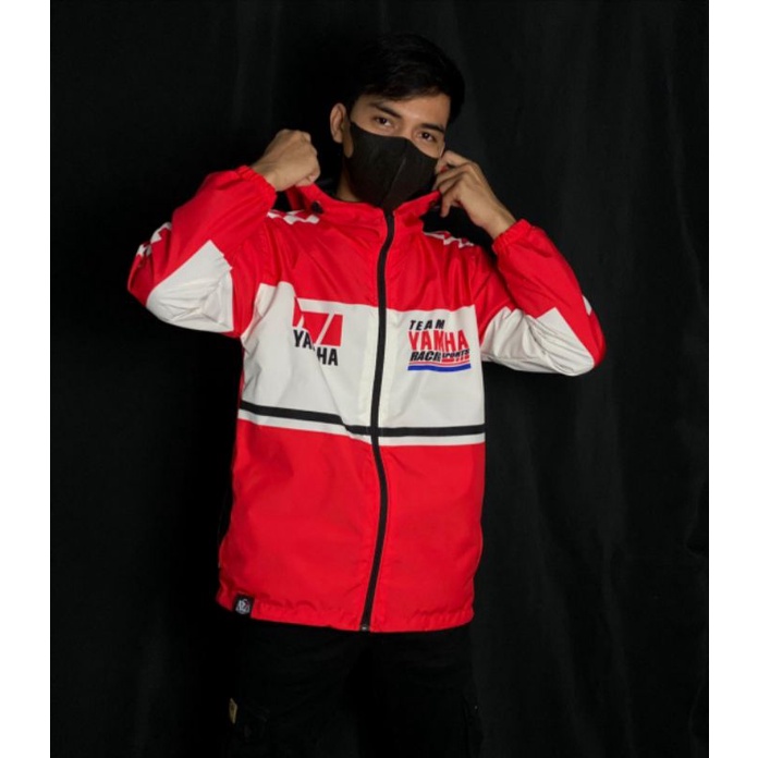 ✅ [WATERPROOF] JAKET VINTAGE TEAM YAMAHA RACING HOODIE SUNMORI RED