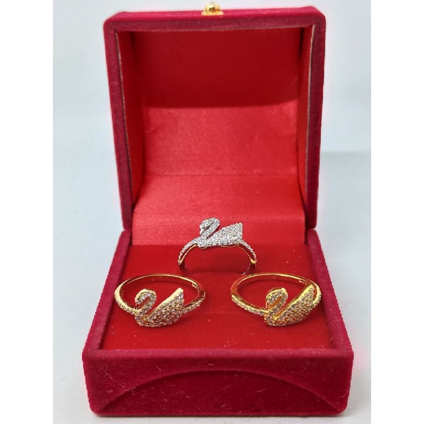 cincin swan mp full / cincin perak asli silver 925 lapis emas / cincin fashion wanita