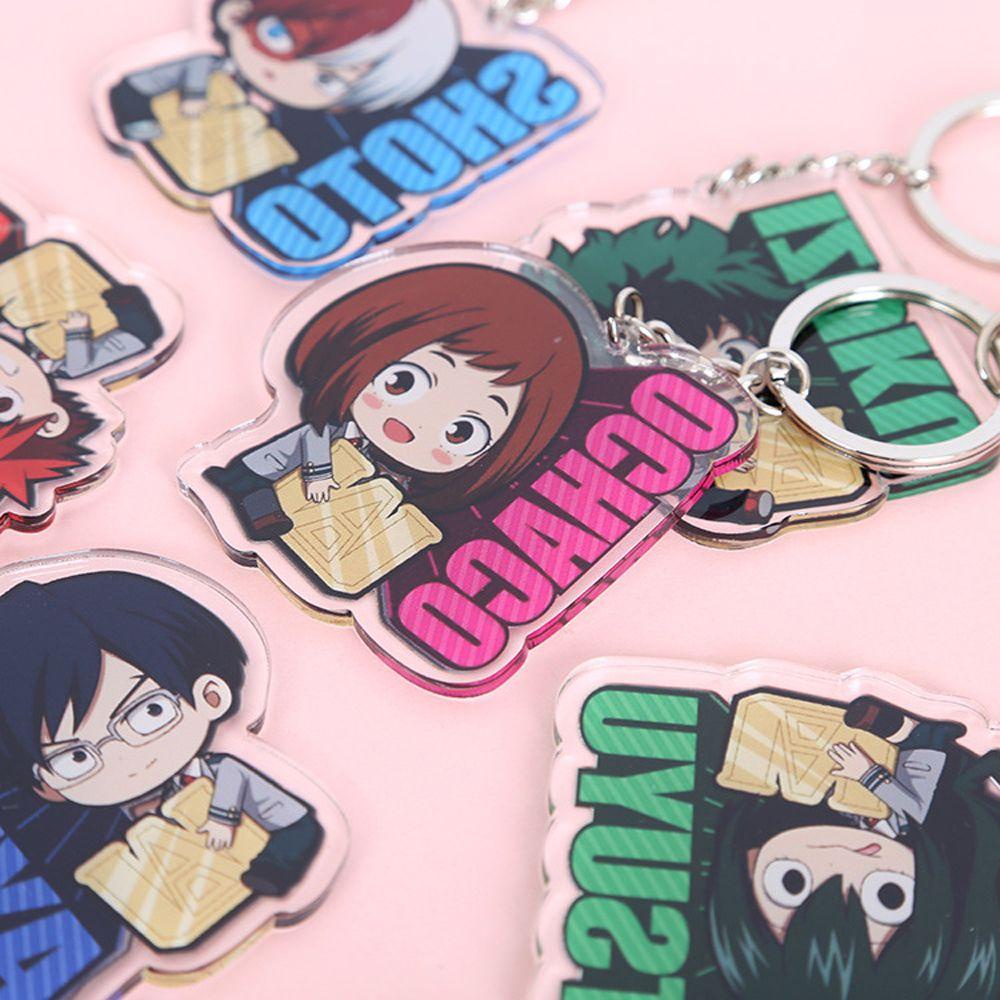 [Elegan] My Hero Academy Gantungan Kunci Aksesoris Anime Cosplay Dua Sisi Shoto/Izuku Todoroki Shouto Key Rings