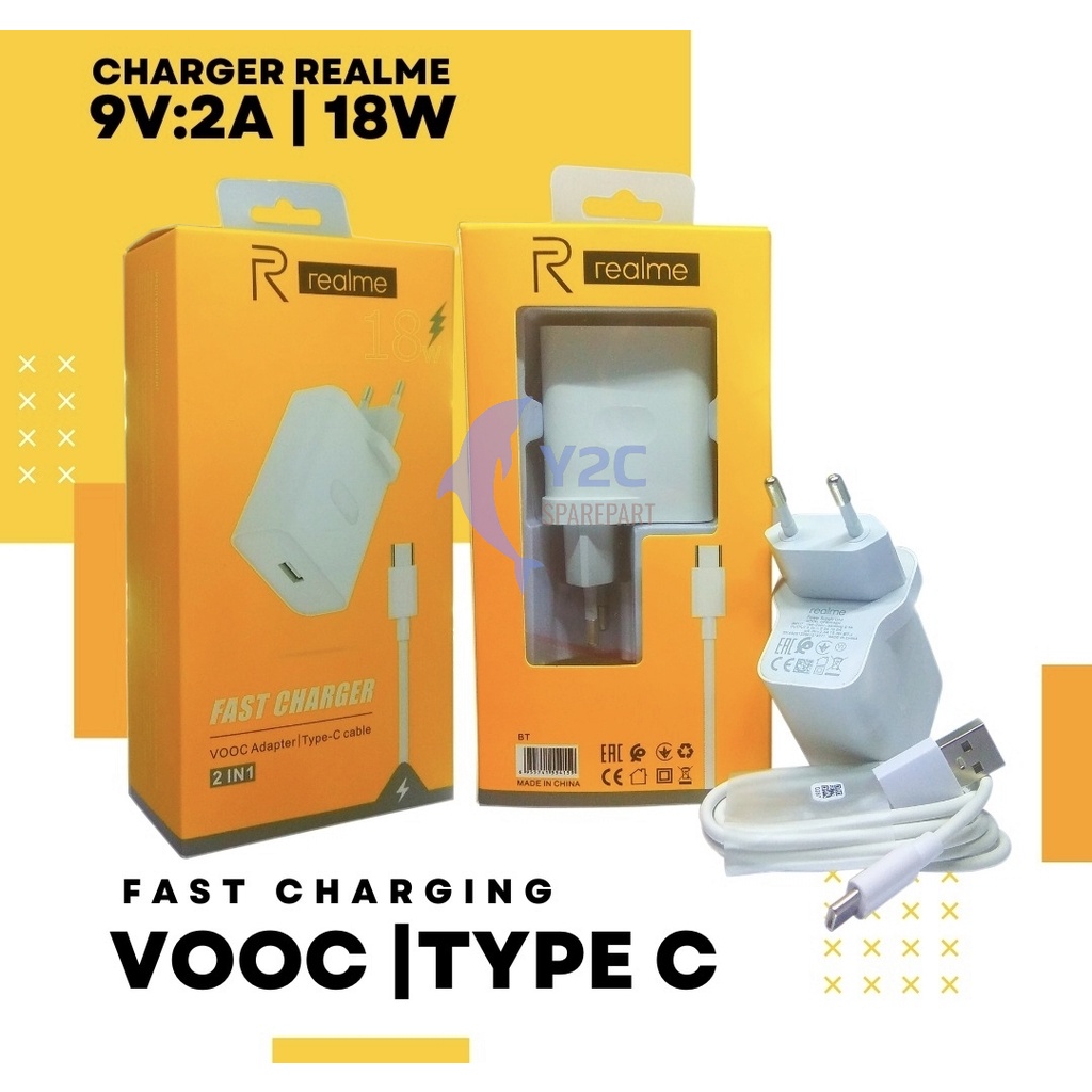 CHARGER REALME 18 WATT TYPE C DAN MICRO USB ORIGINAL OEM / CASAN CAS