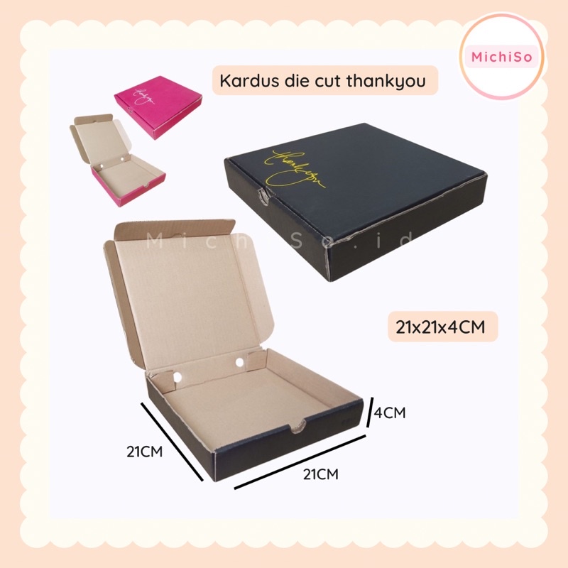 

kardus hampers thankyou 21x21x4cm | gift box | kardus kado | kardus packing olshop | kardus diecut | kardus eflute - michiso.id