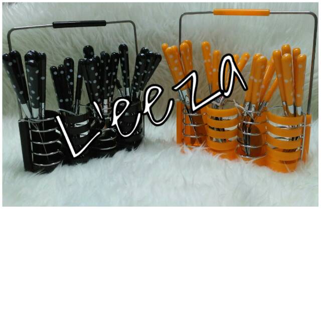 Obral!!!! Set Sendok Garpu Pisau Polkadot 24pcs