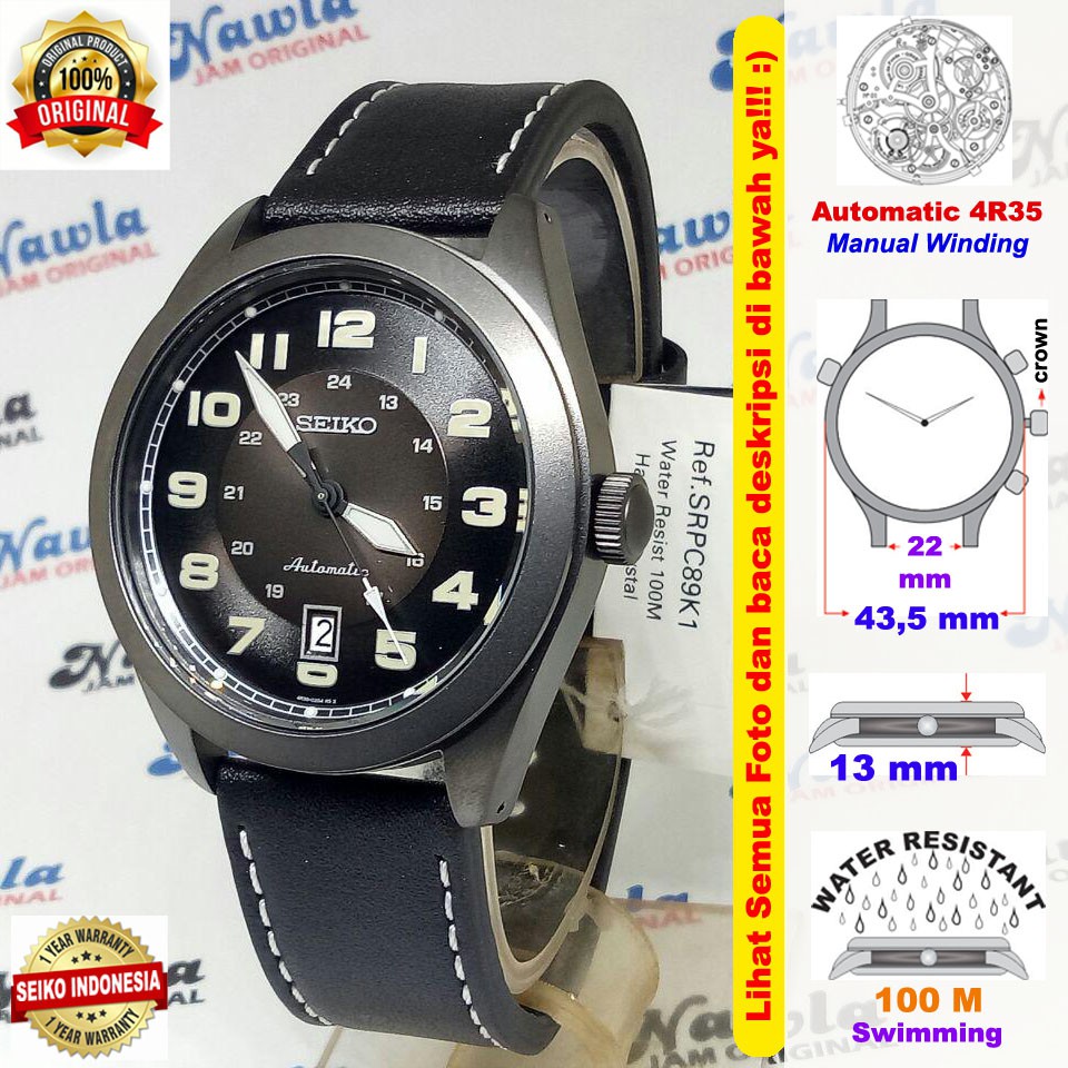Seiko Automatic SRPC89K1 Leather Black Case - Jam Tangan Pria SRPC89