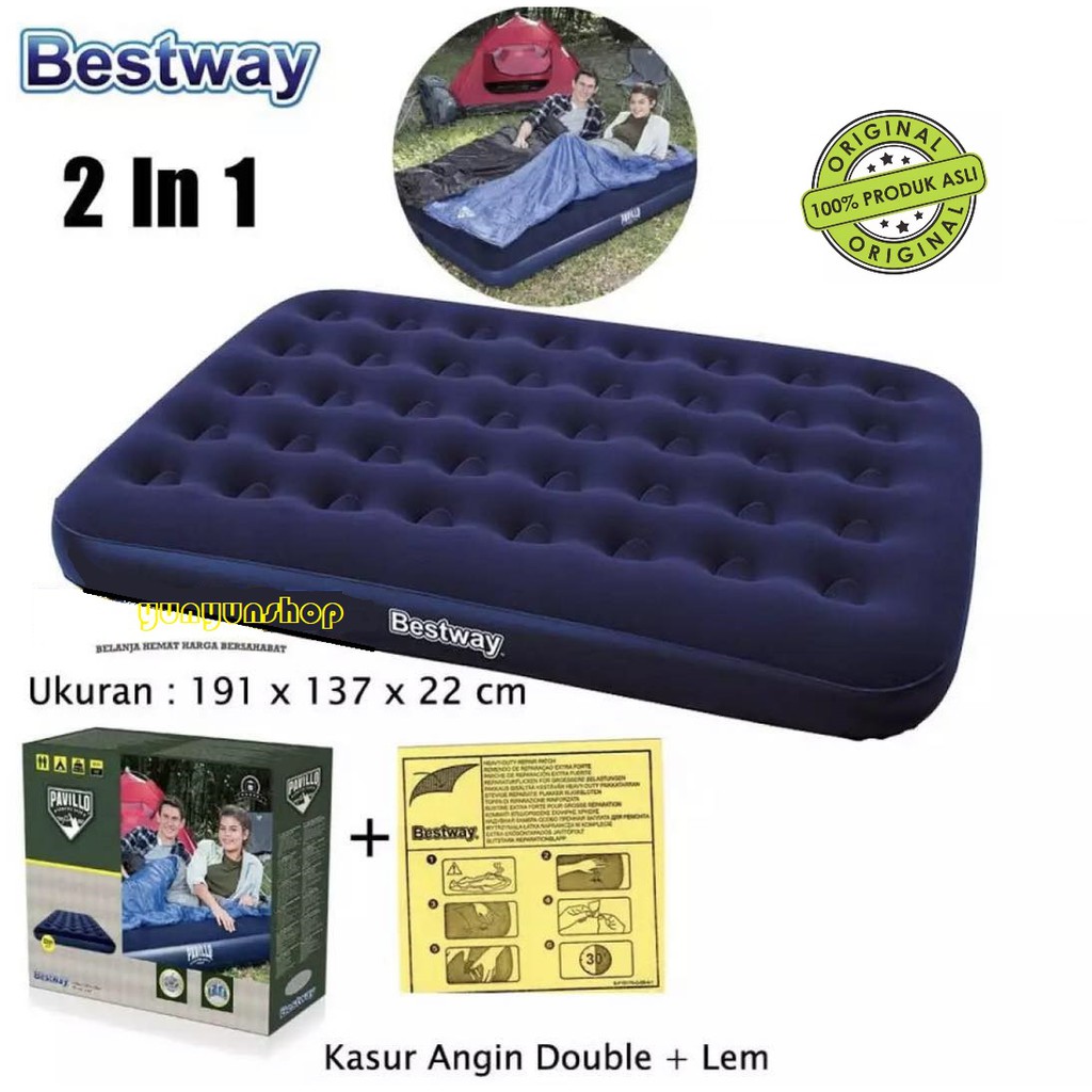 Bestway Kasur ganda Kasur Angin Double 191cm X 137cm X 22cm + 1 Lembar Lem