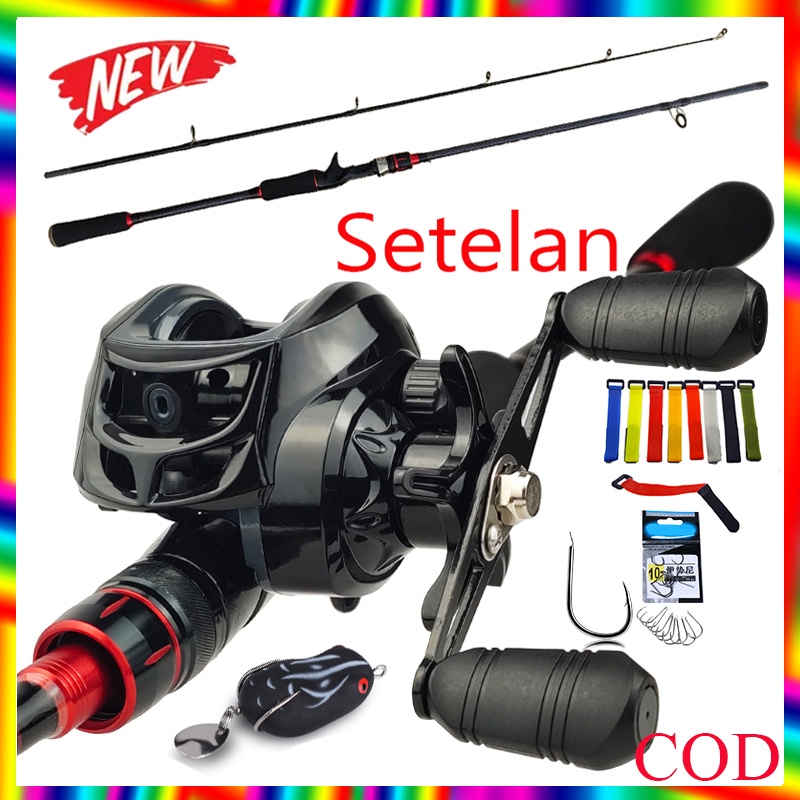 Carbon Fiber Baitcasting Fishing Rod Metal Fishing Reel Set Satu Set Casting Reel BC Kecepatan Max Drag 10KG Joran Pancing Spinning bc Casting Fiber Solid Medium  165 180 cm Reel Baitcasting Reel Pancing Gulungan Kabel Fishing Pole Senar Pancing Hook Gear