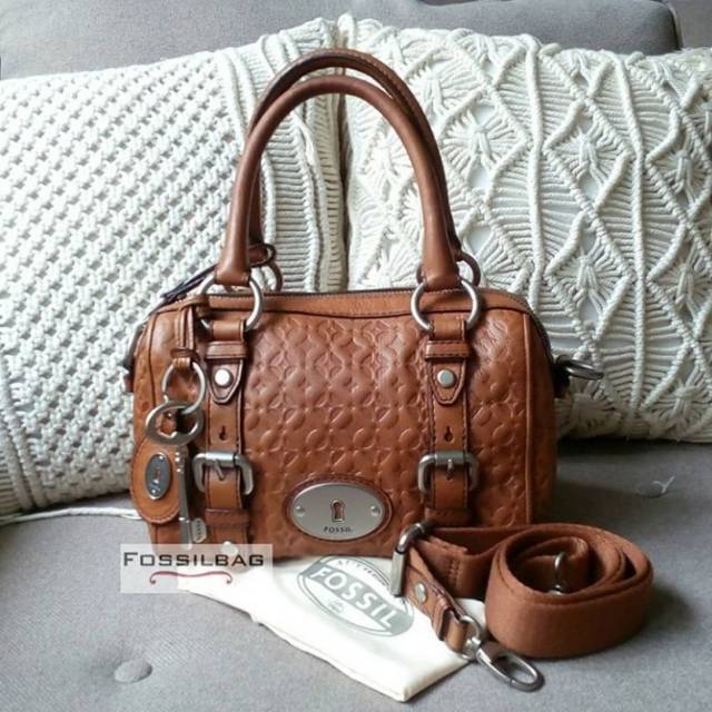 Fossil Maddox Satchel Size S Embossed Pecan