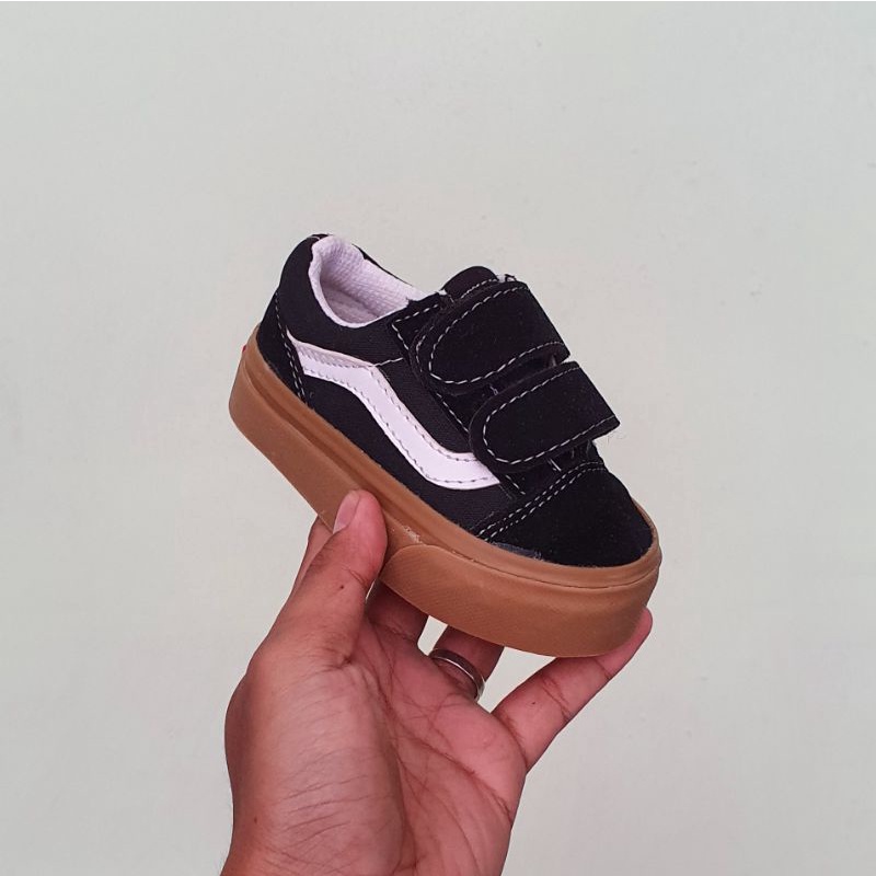 Sepatu anak oldskool perekat hitam abu / hitam gum anak laki laki