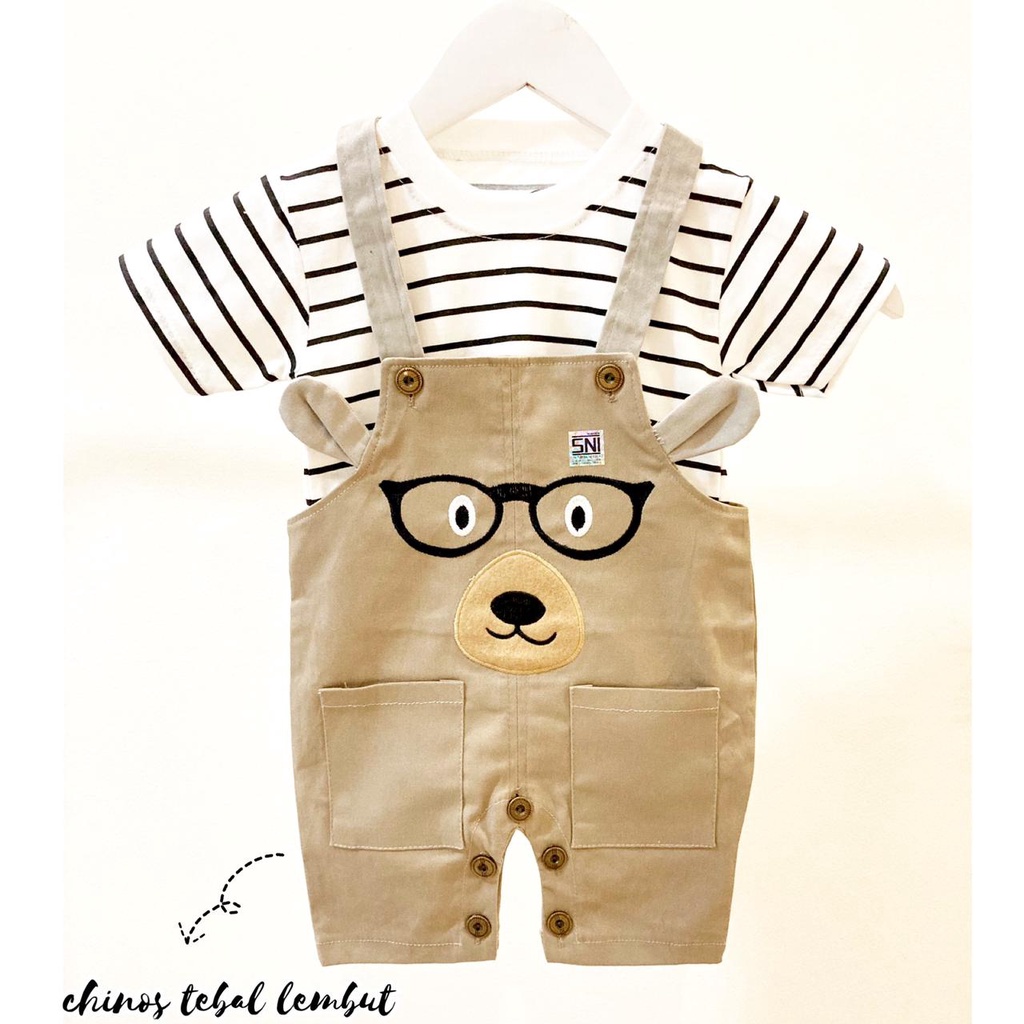 ORI BABYBEB PREMIUM CHINOS Overall Baju Setelan Kaos Pergi Jalan Lucu Fashion Anak Bayi Cowok Laki Terlaris