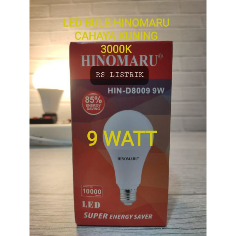 Hinomaru lampu led bulb 9 watt HIN-D8009 9W CAHAYA KUNING 3000K warm white