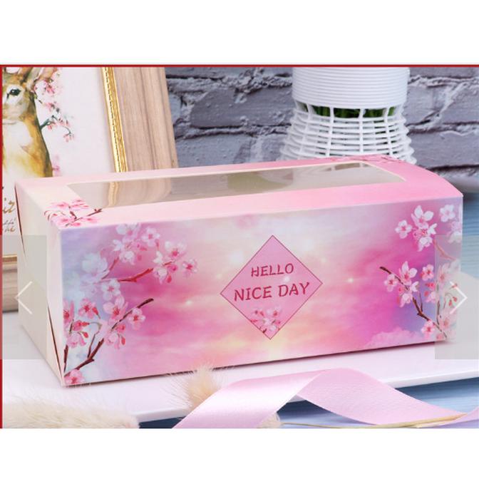 

Box Kemasan Kue Bolu Motif Bunga Sakura Elegan Vintage