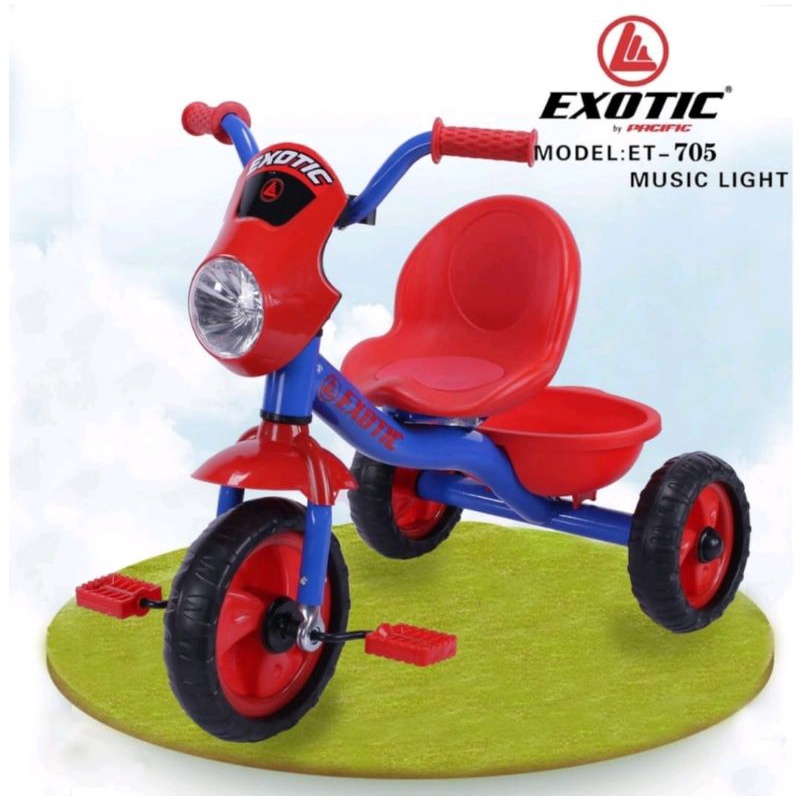 Exotic tricycle ET-705 / sepeda roda tiga anak lucu dan murah ET705, dengan lampu dan musik