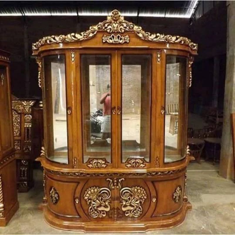 lemari hias jati 4 pintu/lemari hias jati paluna