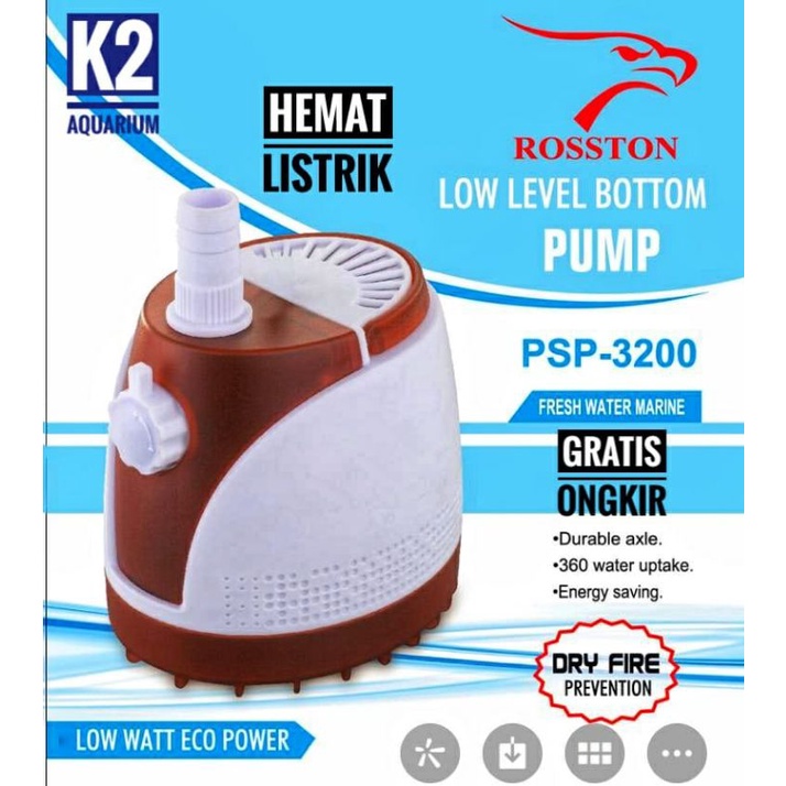 HEMAT LISTRIK Rosston psp 3200 pompa celup aquarium kolam mini vertikal filter ikan roston MURAH