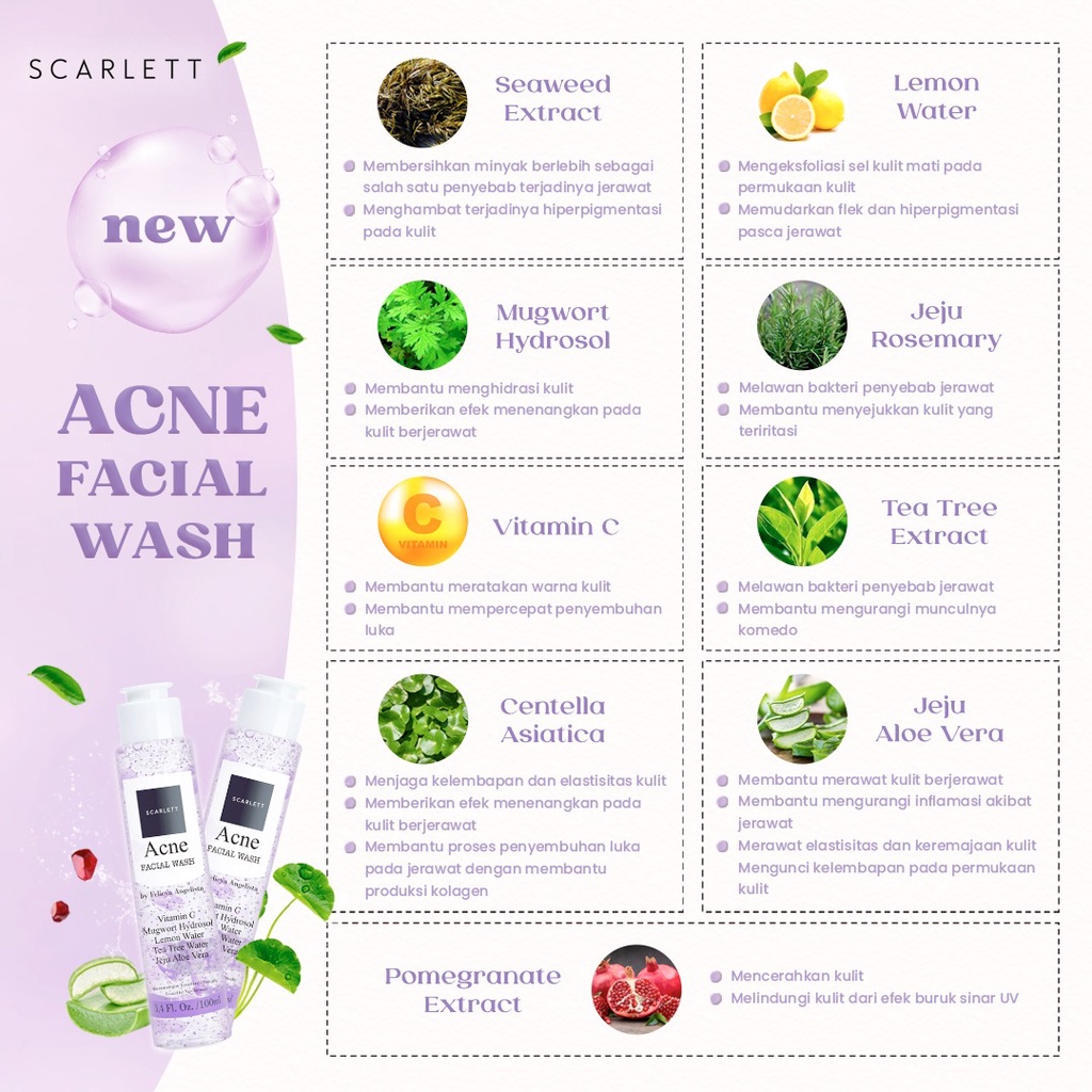 ✨ AKU MURAH ✨ Scarlett Whitening Acne Facial Wash BPOM / Facial Wash Acne